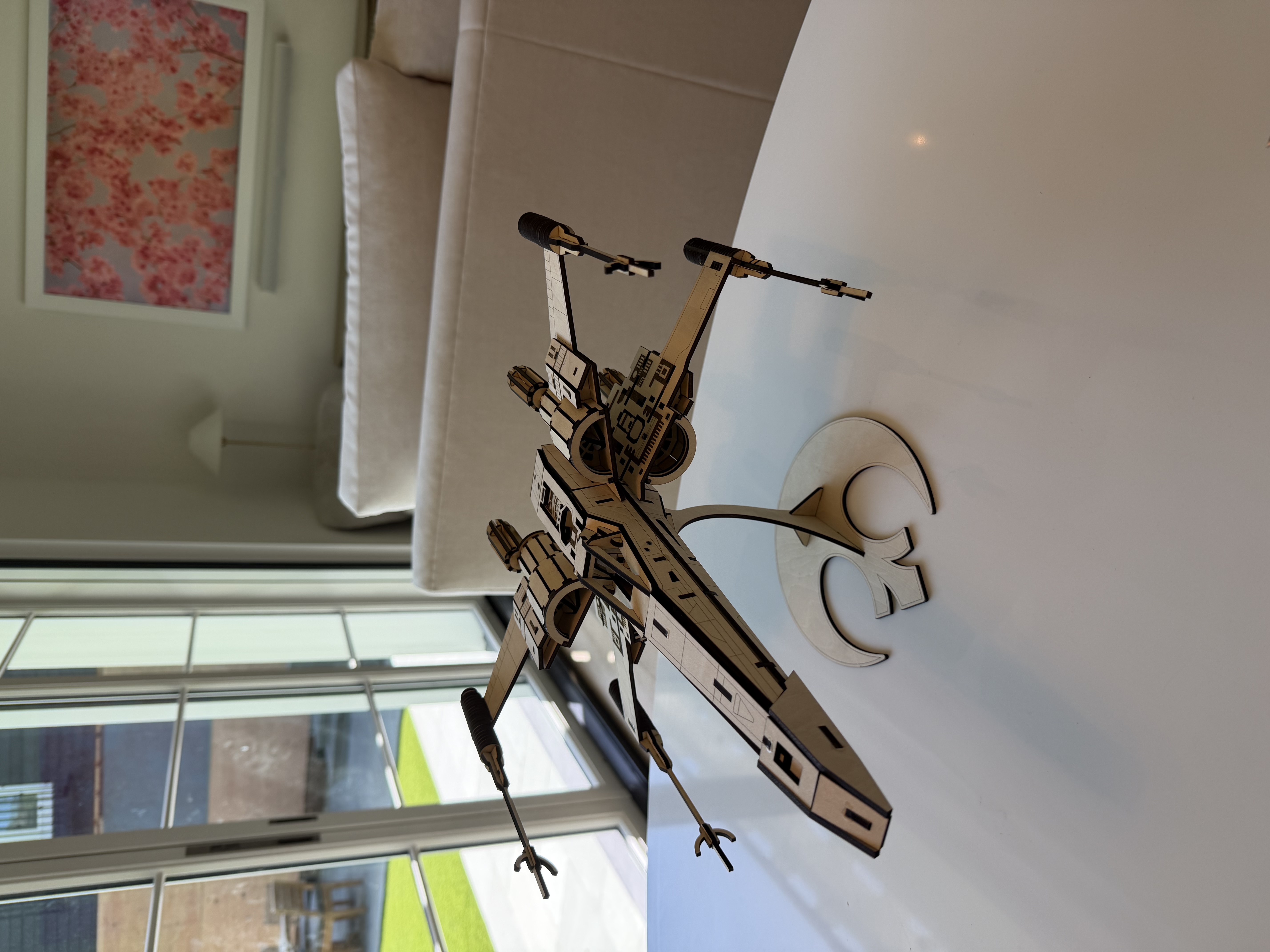 Laser cut wooden X-Wing Star Fighter model