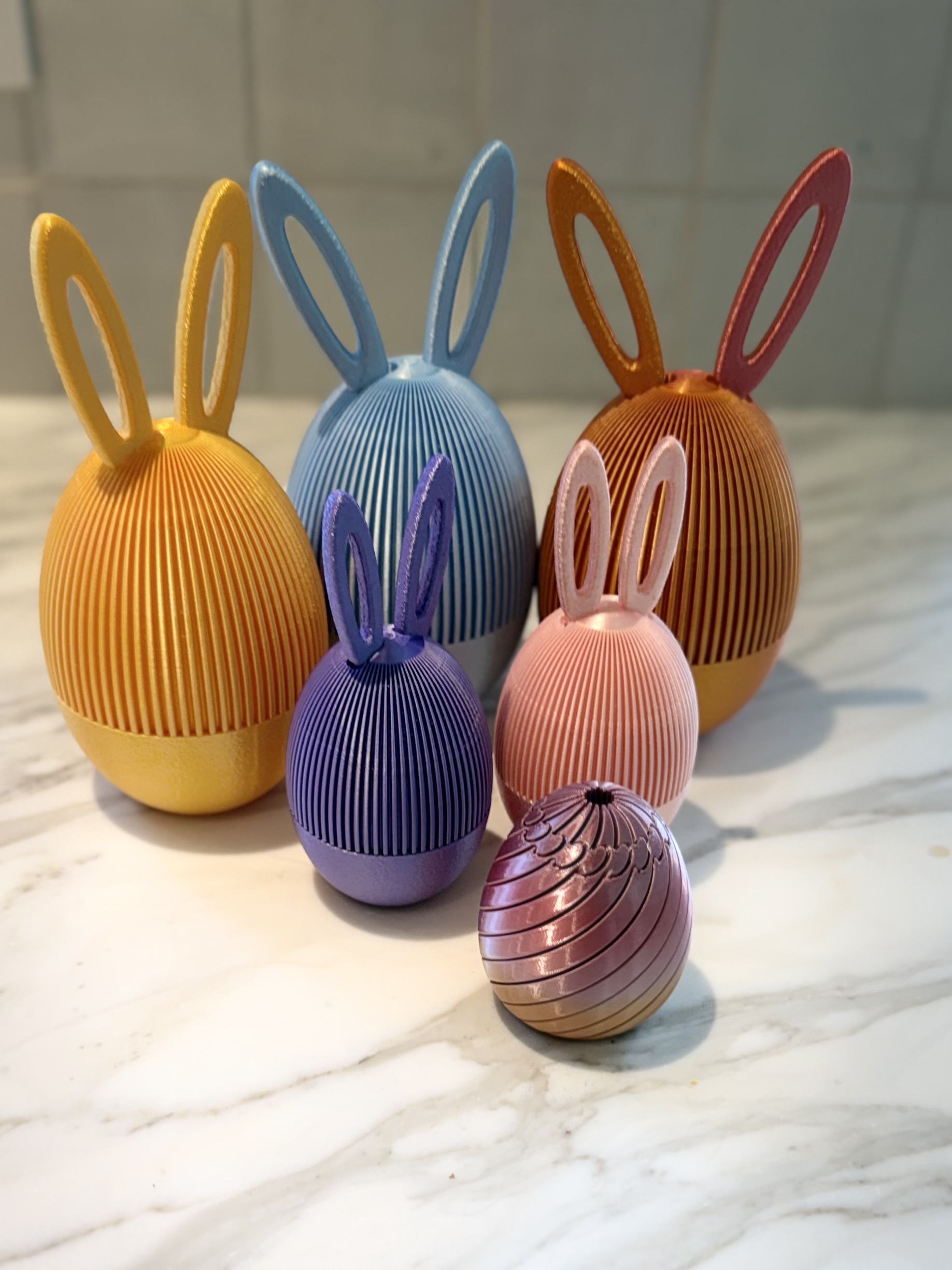 3D printed Easter bunny eggs with ears